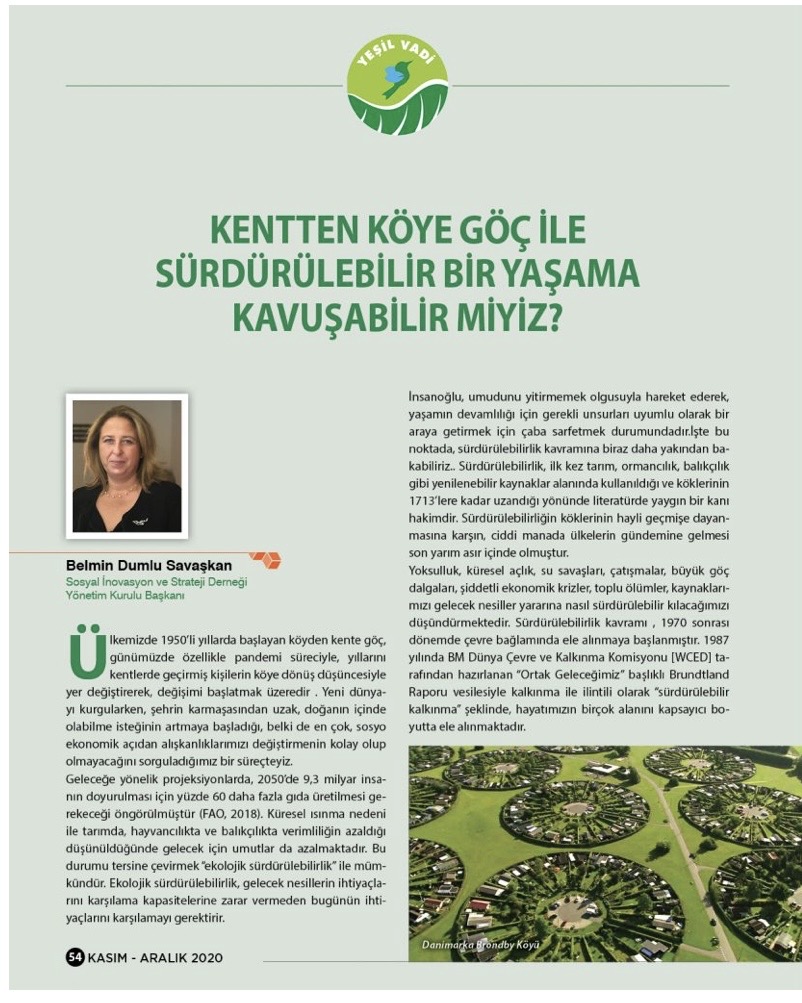 Gıda Türk, Kasım–Aralık 2020 — “Kentten Köye Göç İle Sürdürülebilir Bir Yaşama Kavuşabilir miyiz?”, sayfa 1/3 (s. 54)